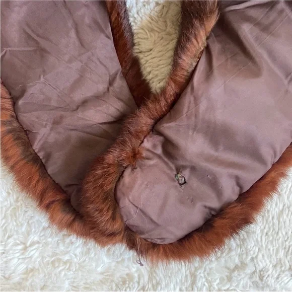 VINTAGE Reddish brown real fur collar~stole~ Wrap~Gadsby~flapper~1920s style - Picture 11 of 14